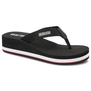 Czarne Japonki Big Star Wygodne Buty Na Koturnie. Czarne klapki Big Star, bez wzorów, bez obcasa, na koturnie. Za 99,99 zł.