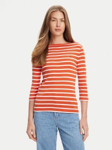 Tommy Hilfiger Bluzka New Cody WW0WW40589 Pomarańczowy Slim Fit. Brązowe bluzki TOMMY HILFIGER, xs, bez wzorów, z bawełny, bez kołnierzyka, bez ramiączek. Za 159,99 zł.