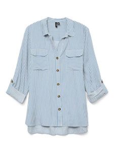 Vero Moda Koszula w kolorze błękitno-białym rozmiar: L. Białe koszule Vero Moda, l, bez wzorów, z wiskozy, bez kołnierzyka, bez ramiączek. Za 90,45 zł.