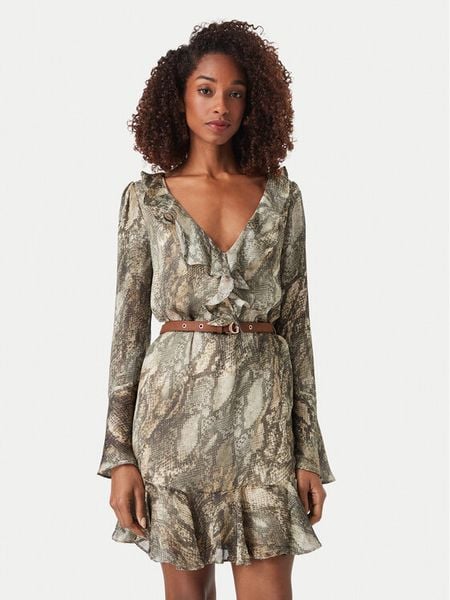 Guess Sukienka codzienna W6YK35 W2959 Zielony Regular Fit. Zielone sukienki Guess, na co dzień, l, z aplikacjami, z syntetyku, bez kołnierzyka, bez ramiączek, proste. Za 560,99 zł.