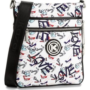 Torebka KAZAR - Maya 18533-TE-A7 White/Red/Blue. Białe torebki klasyczne marki Kazar, z napisami, z tkaniny. Za 349,00 zł.