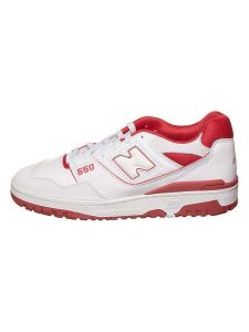 New Balance Skórzane sneakersy "550" w kolorze biało-czerwonym rozmiar: 44,5. Białe trampki New Balance, bez wzorów, bez zapięcia. Za 342,60 zł.