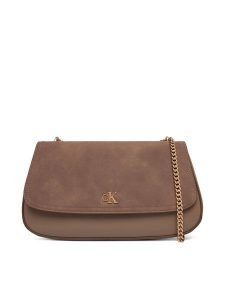 Calvin Klein Torebka Ck Conv Chain Brushed Medium Bag LV04F3407G Beżowy. Brązowe torebki klasyczne Calvin Klein, bez wzorów, ze skóry, bez dodatków. Za 649,99 zł.