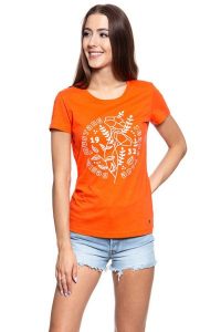 MUSTANG T SHIRT DAMSKI Alexia C Print 1009868 7096. Brązowe t-shirty Mustang, s, bez wzorów, bez kołnierzyka, bez ramiączek. W wyprzedaży za 39,99 zł.