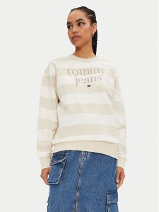 Tommy Jeans Bluza Ess Logo DW0DW19041 Beżowy Relaxed Fit. Brązowe bluzy Tommy Jeans, xs, bez wzorów, z bawełny, bez kaptura. Za 369,99 zł.