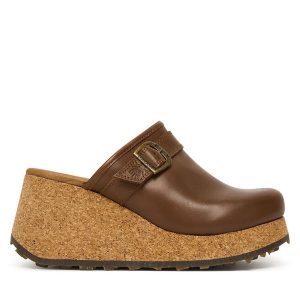 Klapki Fly London. Brązowe klapki Fly London, bez wzorów, bez obcasa. Za 432,99 zł.