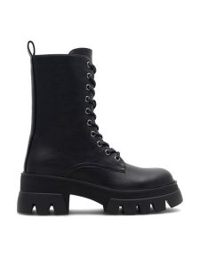 Jenny Fairy Trzewiki LONE HY8757-8 Czarny. Czarne botki Jenny Fairy, bez wzorów, z syntetyku, bez obcasa, na płaskiej podeszwie, bez zapięcia. Za 179,99 zł.