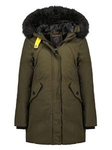 Geographical Norway Parka "Cherifa" w kolorze oliwkowym rozmiar: XL. Brązowe płaszcze Geographical Norway, xl, z aplikacjami, bez kaptura. Za 281,76 zł.
