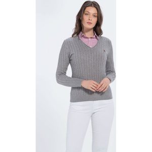Sweter w kolorze szarym. Długie swetry marki Jimmy Sanders. W wyprzedaży za 119,95 zł.