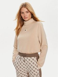 Guess Bluza Olympe V4YQ05 KCAY2 Beżowy Regular Fit. Brązowe bluzy Guess, s, z aplikacjami, z syntetyku, bez kaptura. Za 209,33 zł.