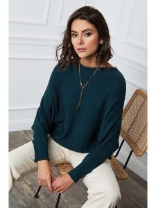 Joséfine Sweter "Dragor" w kolorze ciemnozielonym rozmiar: XL. Zielone swetry oversize Joséfine, xl, bez wzorów, z kaszmiru, bez ramiączek. Za 171,28 zł.