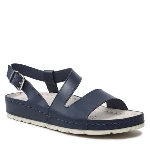 Sandały Clara Barson. Niebieskie sandały Clara Barson, bez wzorów, bez obcasa, na płaskiej podeszwie, bez zapięcia. Za 99,99 zł.