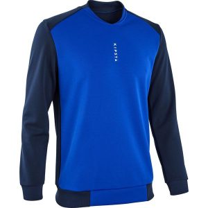 Bluza piłkarska dla dorosłych Kipsta T100. Niebieskie bluzy KIPSTA, xl, bez wzorów, z elastanu, bez kaptura. Za 69,99 zł.