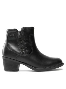 Clarks Botki Neva Zip Wp 261751994 Czarny. Czarne botki Clarks, bez wzorów, ze skóry, bez obcasa, na słupku, bez zapięcia. Za 579,99 zł.