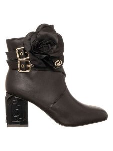 Liu Jo Skórzane botki w kolorze czarnym rozmiar: 38. Czarne botki Liu Jo, bez wzorów, z materiału, bez obcasa, bez zapięcia. Za 524,62 zł.