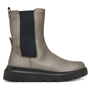 Sztyblety ECCO. Brązowe botki ecco, bez wzorów, bez obcasa, na płaskiej podeszwie, bez zapięcia. Za 579,99 zł.