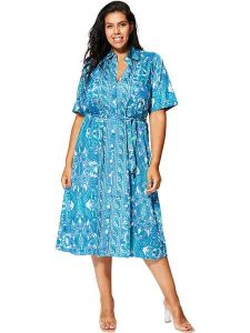 Aller Simplement Sukienka w kolorze niebiesko-białym rozmiar: 42/44. Niebieskie sukienki Aller Simplement, na co dzień, bez wzorów, z tkaniny, bez kołnierzyka, bez ramiączek, midi, proste. Za 137,42 zł.