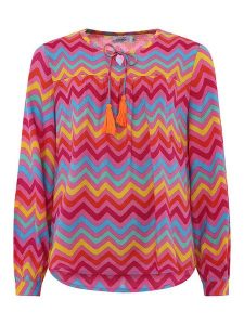 Zwillingsherz Bluzka "Bunte Wellen" ze wzorem rozmiar: L/XL. Bluzki Zwillingsherz, l, bez wzorów, z wiskozy, bez kołnierzyka, bez ramiączek. Za 87,81 zł.