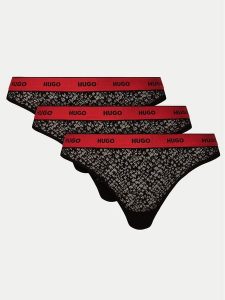 HUGO Komplet 3 par stringów 50535265 Czarny. Czarne komplety bielizny Hugo, bez wzorów, z syntetyku. Za 139,99 zł.