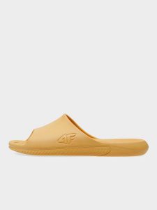 4F Klapki damskie 38. Żółte klapki 4f, bez wzorów, bez obcasa. Za 99,99 zł.