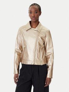 Rinascimento Kurtka z imitacji skóry CFC0124665003 Złoty Regular Fit. Żółte kurtki Rinascimento, l, bez wzorów, ze skóry, bez kaptura. Za 469,99 zł.