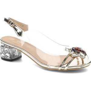 Złote Sandały S.Barski Eleganckie Buty Na Obcasie. Żółte sandały S.BARSKI, z aplikacjami, ze skóry, bez obcasa, na obcasie, bez zapięcia. Za 129,00 zł.
