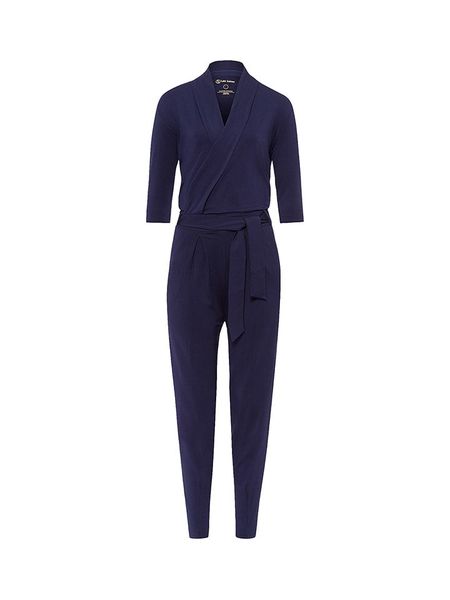 Les Lunes Kombinezon "Paul" w kolorze granatowym rozmiar: S. Niebieskie kombinezony Les Lunes, s, bez wzorów, z tkaniny, bez kołnierzyka, bez ramiączek. Za 260,99 zł.