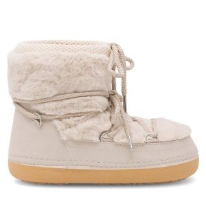 Śniegowce DeeZee. Brązowe buty zimowe DeeZee, bez obcasa, bez zapięcia. Za 89,99 zł.