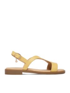 Lasocki Sandały CEO-RST-EMIE-42 Żółty. Żółte sandały Lasocki, bez wzorów, ze skóry, bez obcasa, na płaskiej podeszwie, bez zapięcia. Za 129,99 zł.