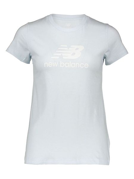 New Balance Koszulka "Essentials" w kolorze błękitnym rozmiar: S. Niebieskie bluzki New Balance, s, bez wzorów, z bawełny, bez kołnierzyka, bez ramiączek. Za 78,84 zł.