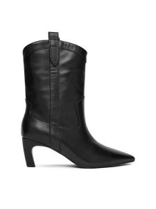 Gino Rossi Botki `EO-DIMA-2546-0714-1R Czarny. Czarne botki Gino Rossi, bez wzorów, ze skóry, bez obcasa, na słupku, bez zapięcia. Za 499,99 zł.