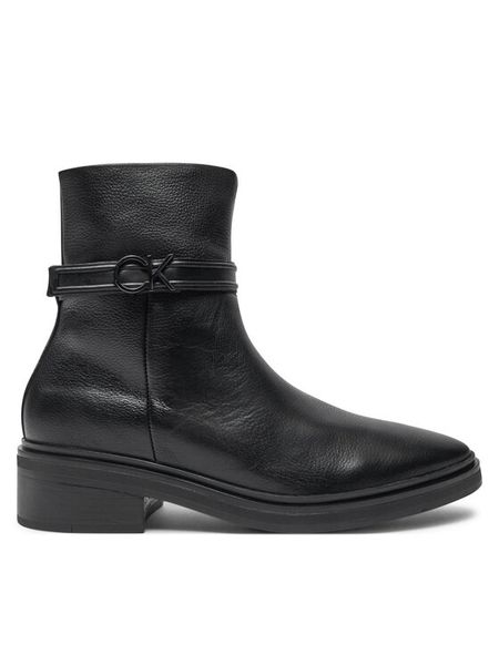 Calvin Klein Botki HW0HW02183 Czarny. Czarne botki Calvin Klein, bez wzorów, ze skóry, bez obcasa, na płaskiej podeszwie, bez zapięcia. Za 539,99 zł.