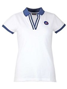 Peak Mountain Koszulka polo w kolorze białym rozmiar: S. Białe bluzki Peak Mountain, s, bez wzorów, bez kołnierzyka, bez ramiączek. Za 83,42 zł.