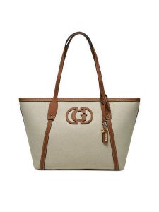 Guess Torebka HWAG95 24230 Beżowy. Brązowe shopper bag Guess, z aplikacjami, z materiału, bez dodatków. Za 729,99 zł.
