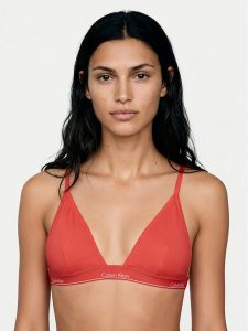 Calvin Klein Swimwear Góra od bikini LV00Q61208 Różowy. Czerwone bikini Calvin Klein Swimwear, bez wzorów, z syntetyku. Za 249,99 zł.