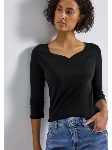 Cecil Koszulka w kolorze czarnym rozmiar: 42. Czarne bluzki Cecil, bez wzorów, bez kołnierzyka, bez ramiączek. Za 65,54 zł.