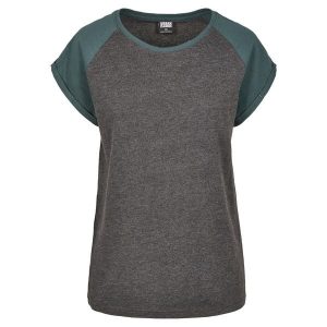 Damski T-shirt w dużych rozmiarach Urban Classic contrat raglan. Brązowe t-shirty Urban Classics, bez wzorów, bez kołnierzyka, bez ramiączek. Za 102,00 zł.