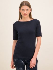 Lauren Ralph Lauren Bluzka 200654963 Granatowy Regular Fit. Niebieskie bluzki Lauren Ralph Lauren, xxl, bez wzorów, z bawełny, bez kołnierzyka, bez ramiączek. Za 219,99 zł.