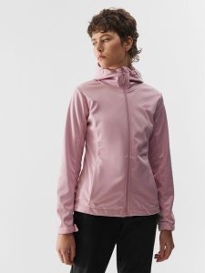 4F Kurtka softshell wiatroodporna membrana 5000 damska - jasny róż M. Czerwone kurtki 4f, na jesień, m, bez wzorów, z dzianiny, z kapturem. W wyprzedaży za 139,99 zł.