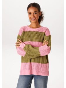 Aniston Sweter w kolorze jasnoróżowo-oliwkowym rozmiar: 42. Różowe swetry oversize Aniston, bez wzorów, ze splotem, bez ramiączek. Za 80,89 zł.