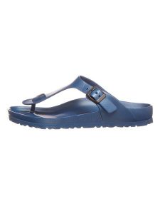 Birkenstock Japonki "Gizeh" w kolorze granatowym rozmiar: 40. Niebieskie klapki Birkenstock, bez wzorów, z otwartym noskiem, bez obcasa. Za 91,56 zł.