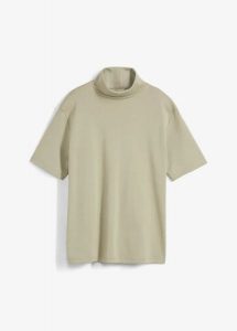 Shirt z golfem, z czystej bawełny organicznej. Czarne golfy bonprix, bez wzorów, z bawełny. Za 24,99 zł.