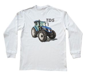 New Holland — bluzka z długim rękawem (Rozmiar: 5 - 6 lat; Kolor koszulki: biały; Rodzaj nadruku: New Holland). Białe bluzki nikiniki, s, bez wzorów, z bawełny, bez kołnierzyka, bez ramiączek. Za 69,00 zł.