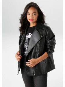 Aniston Kurtka w kolorze czarnym ze skóry syntetycznej rozmiar: 54. Czarne kurtki Aniston, bez wzorów, ze skóry, bez kaptura. Za 147,91 zł.