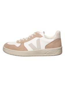Veja Skórzane sneakersy "V 10" w kolorze biało-beżowym rozmiar: 38. Białe trampki Veja, bez wzorów, bez zapięcia. Za 552,15 zł.