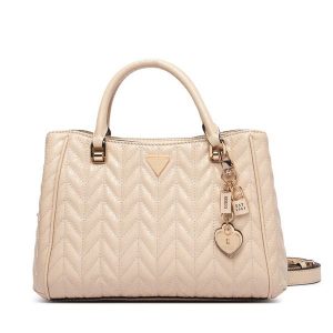 Torebka Guess. Brązowe kuferki Guess, z aplikacjami, bez dodatków. Za 634,99 zł.