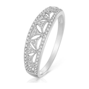 Wyjątkowy Białe Złoto Pierścionek - złoto białe 585, Diament 0,22ct. Pierścionki marki W.KRUK. Za 2 390,00 zł.