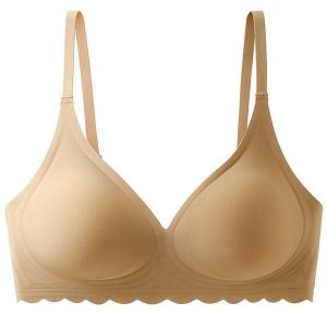 Bezszwowy biustonosz piankowy z elastycznego materiału Seita. Brązowe biustonosze Intica, bez wzorów, z materiału. W wyprzedaży za 119,00 zł.