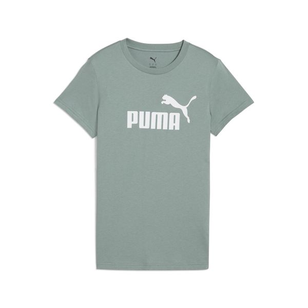 Damska koszulka z logo ESS No. 1 PUMA Green Moon. Szare bluzki Puma, xs, bez wzorów, sportowe, bez kołnierzyka, bez ramiączek. Za 78,99 zł.