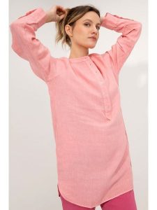 Josephine & Co Lniana tunika "Georgia" w kolorze jasnoróżowym rozmiar: 44. Różowe tuniki Josephine & Co, na co dzień, bez wzorów, ze lnu, bez kołnierzyka, bez ramiączek. Za 230,99 zł.